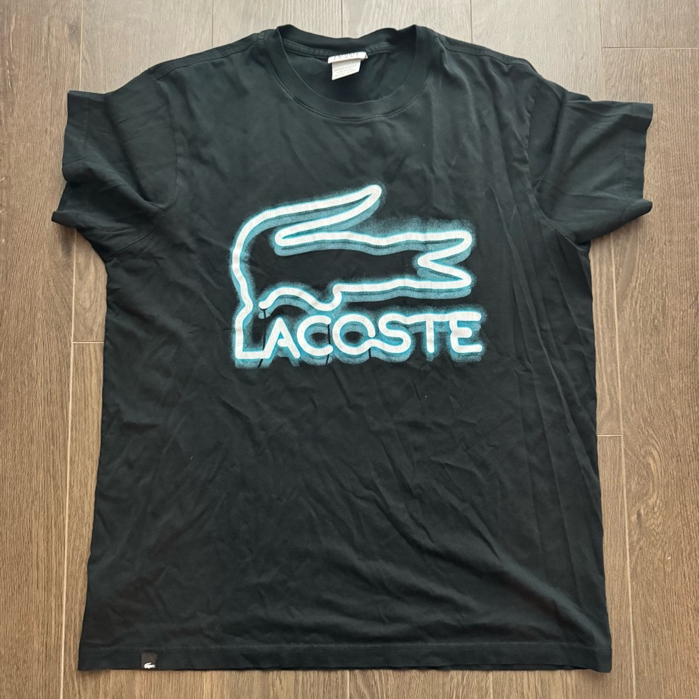 Lacoste Sport Black Tee with Green Logo